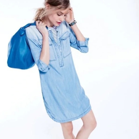 J Crew Drapey Chambray Shirt Dress NEW - Picture 1 of 7